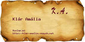 Klár Amália névjegykártya